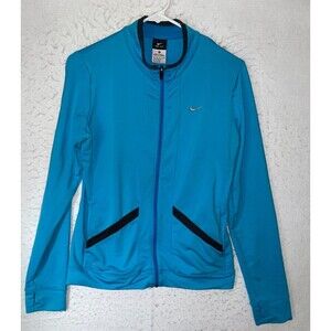 Nike Dri-Fit Jacket Women's Blue Full Zip XL Long Sleeve Pockets Thumbhole